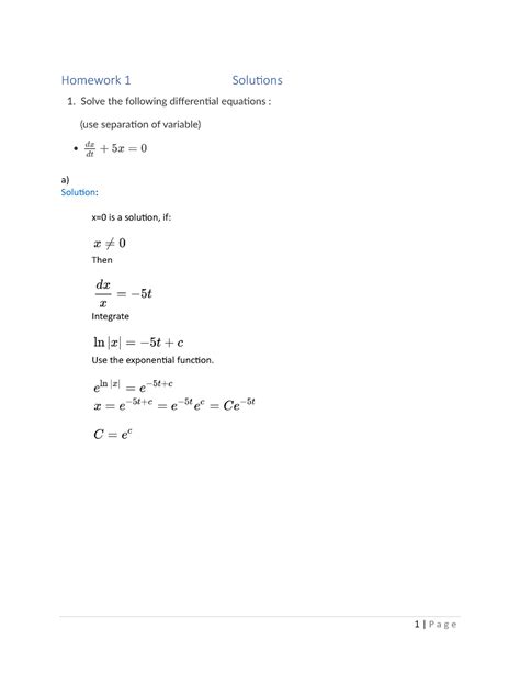 Read Online Homework 1 Solutions Dynamical Systems 