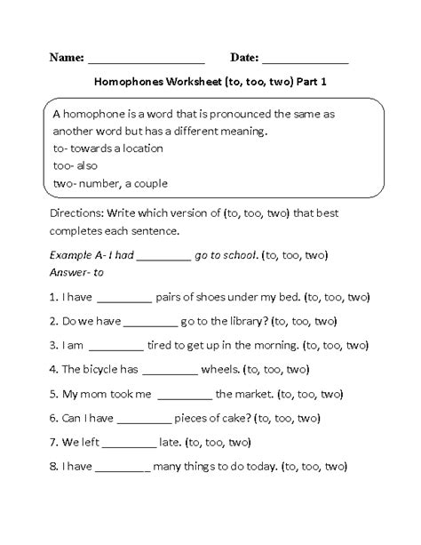 Homophones Worksheets To Two Too Homophones Worksheet Englishlinx To Two Too Worksheet - To Two Too Worksheet