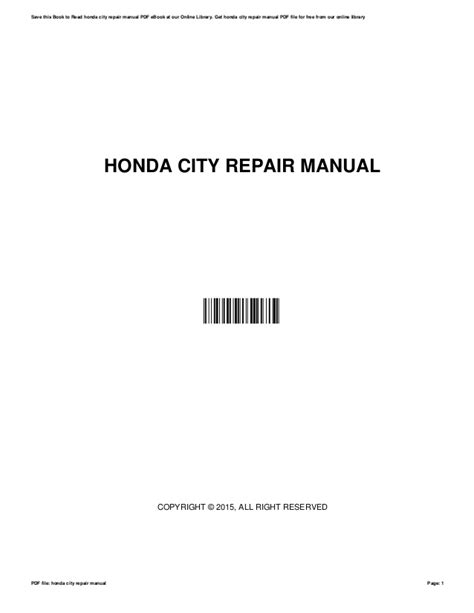 Full Download Honda City Workshop Manual 