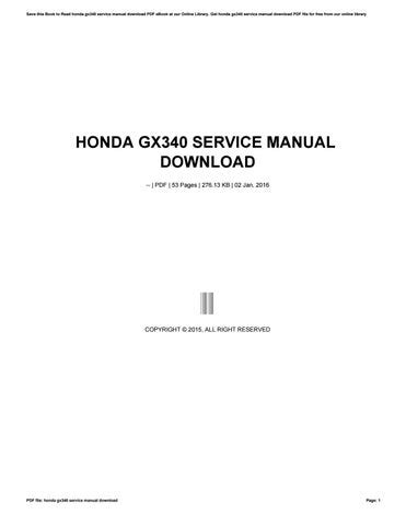 Read Online Honda Gx340 Service Manual Free Download 
