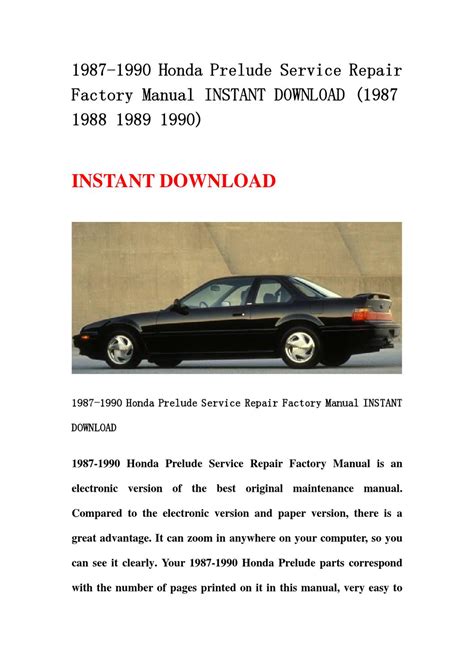 Read Online Honda Prelude Service Manual Download 