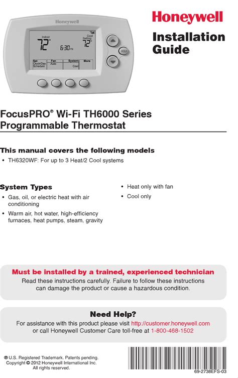Read Online Honeywell Focuspro Th6000 Installation Guide 