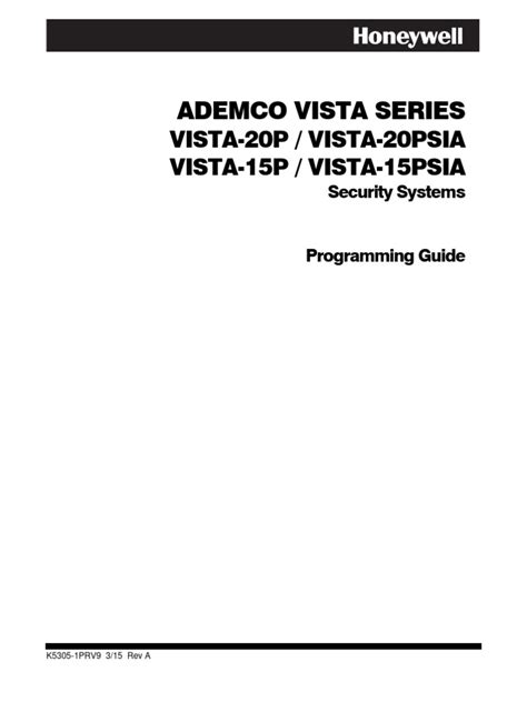 Download Honeywell Vista 20 Programming Guide 
