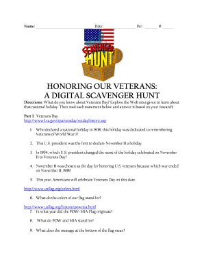 Read Online Honoring Our Veterans Scavenger Hunt Answers 