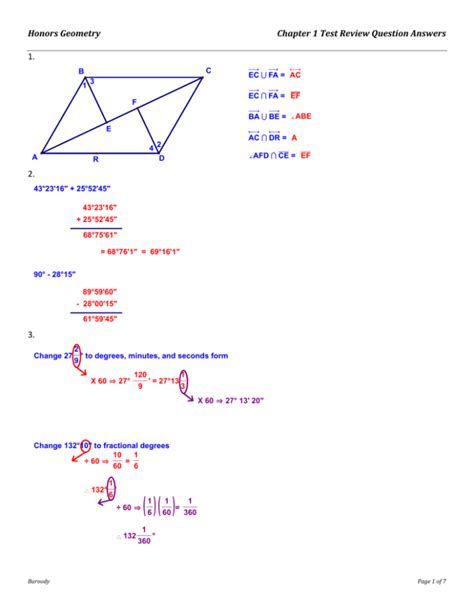 Read Online Honors Geometry Chapter 1 Test 