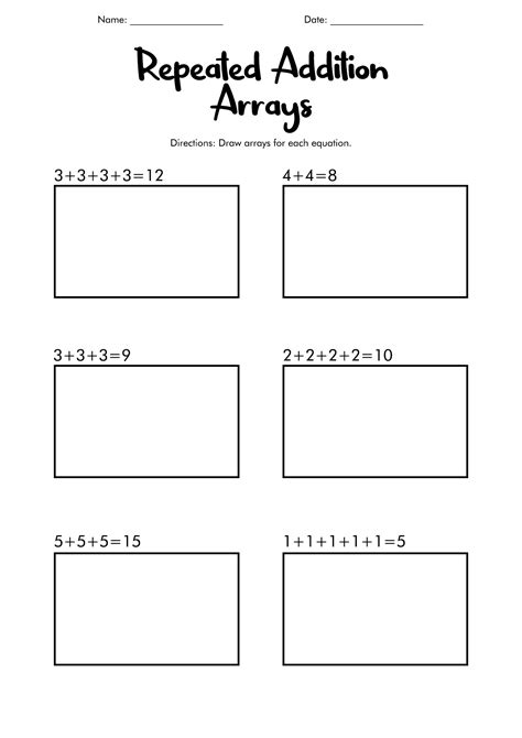 Hooray For Arrays Repeat Addition Worksheets 99worksheets Repeated Addition Arrays 2nd Grade Worksheets - Repeated Addition Arrays 2nd Grade Worksheets