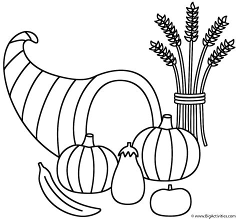 Horn Of Plenty Coloring Page Autumn Fall Horn Of Plenty Coloring Page - Horn Of Plenty Coloring Page