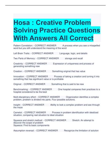 Hosa Creative Problem Solving Test Sample