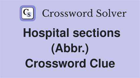 hospital chart abbr Crossword Clue Wordplays.com