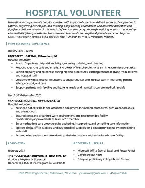 Hospital Volunteer Resume Sample And How To Write Hospital Volunteer Resume - Hospital Volunteer Resume