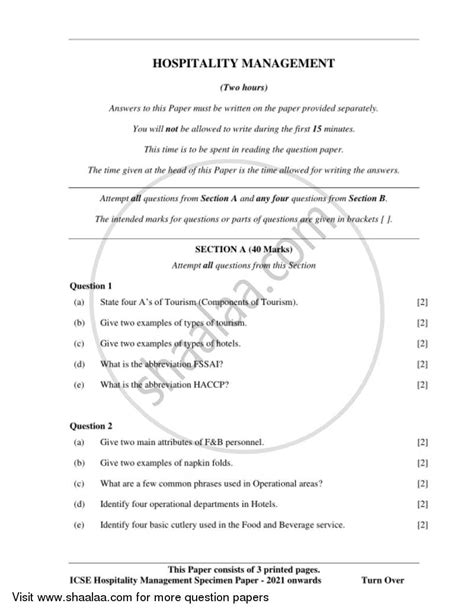 Read Online Hospitality Services Sample Assessment Questions 