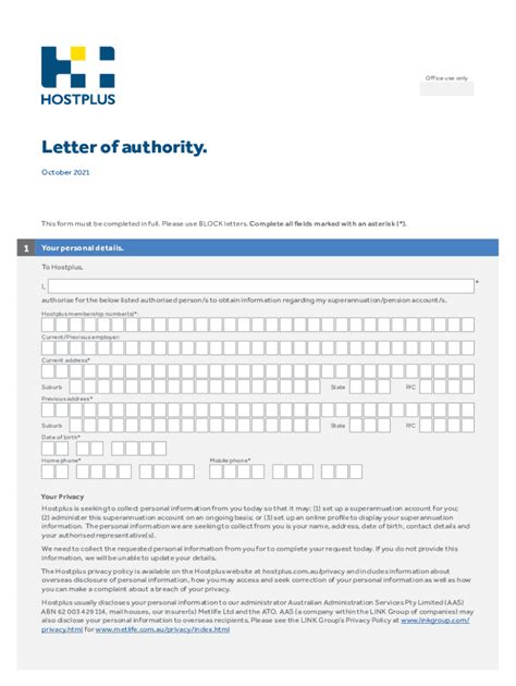 Hostplus Letter Of Compliance