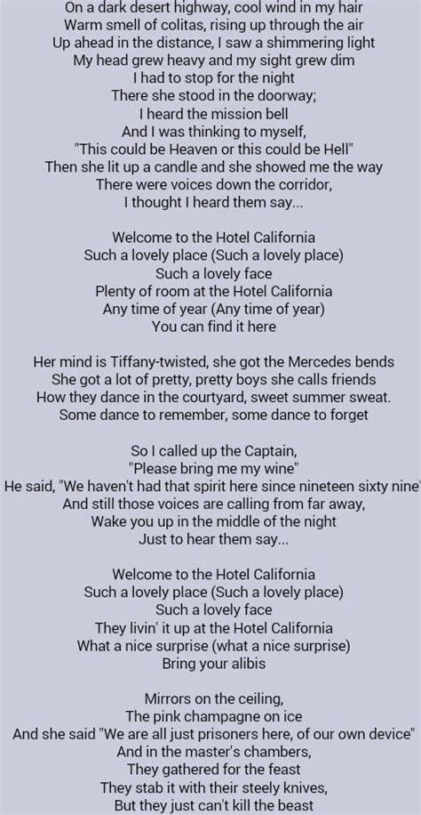 hotel california lirik