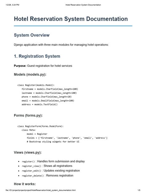 Hotel Reservation System Documentation Pdf Download