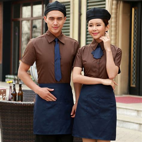 Hotel Waiter And Waitress Uniform Summer Female Fast Baju Pelayan Restoran - Baju Pelayan Restoran