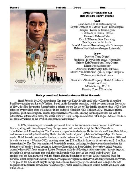 Full Download Hotel Rwanda Study Guide Answers 