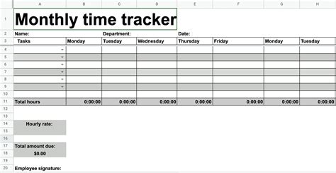 Hours Spreadsheet Template