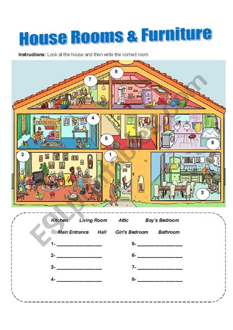 House And Furniture Worksheets Handouts And Printable Exercises Part Of The House Worksheet - Part Of The House Worksheet