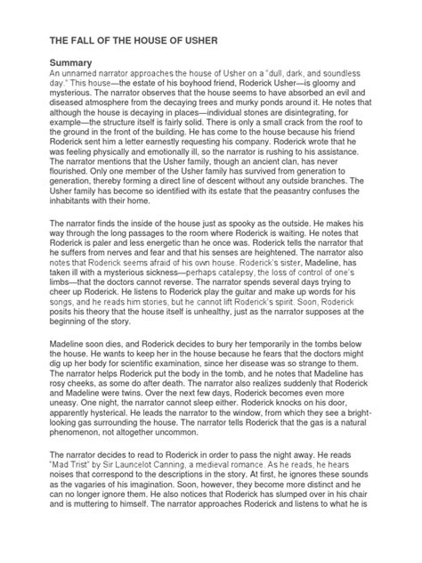 House Of Usher Summary