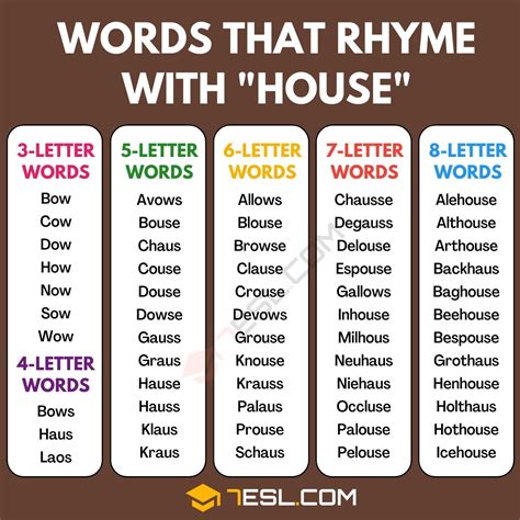 House Rhymes 249 Words And Phrases That Rhyme Rhyming Word Of House - Rhyming Word Of House