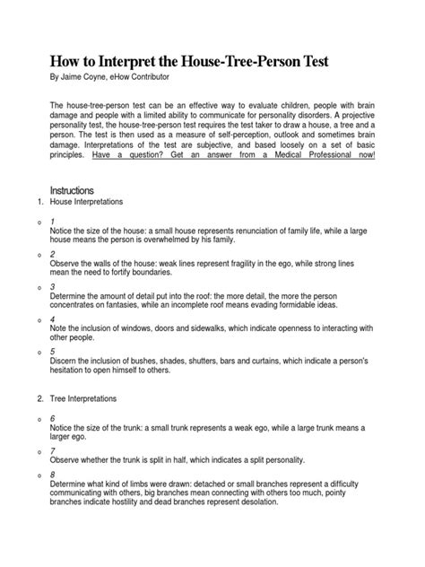 House Tree Person Interpretation Guide