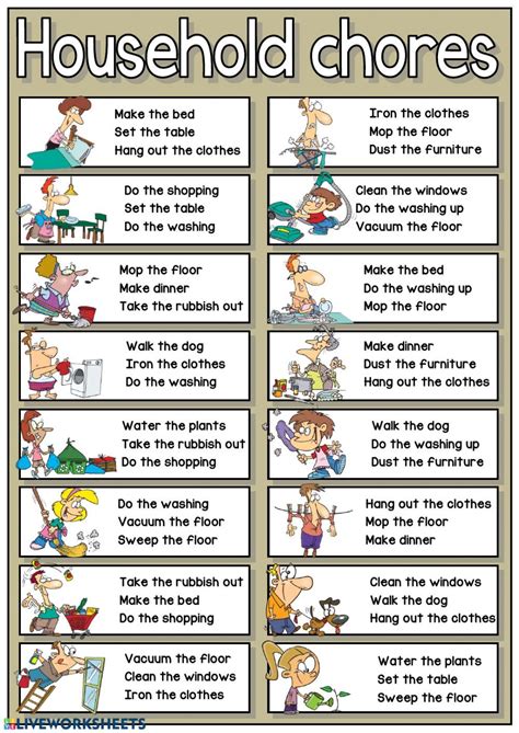 Household Chores In Spanish Hay And Tener Que Tener Que Worksheet - Tener Que Worksheet