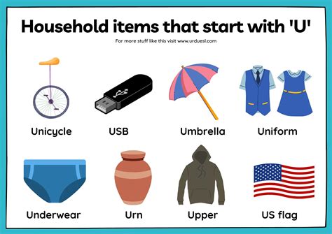 Household Items That Start With U Objects That Begin With U - Objects That Begin With U