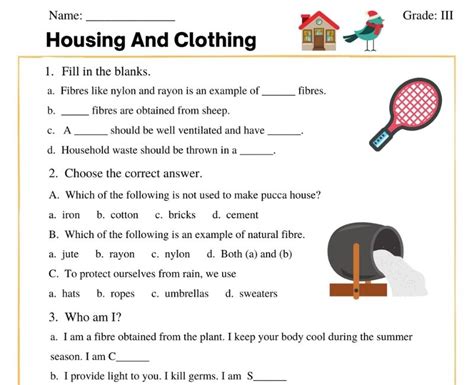 Housing And Clothing Worksheets For Grade 2 Houses Worksheet For Grade 2 - Houses Worksheet For Grade 2