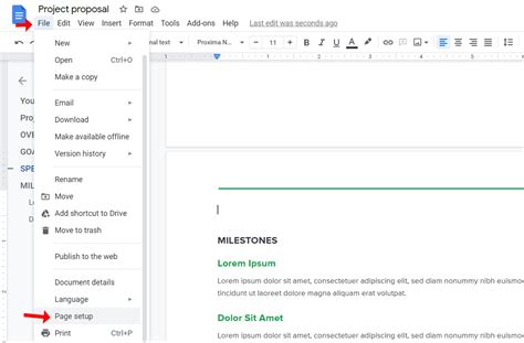 How To A Swich A Google Doc To Landscape?