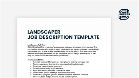 how to describe a landscaping job in an application?