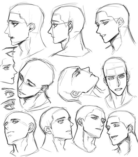  - How to draw male anime head side view