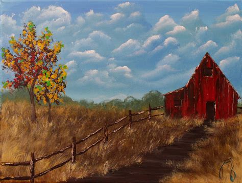 how to paint impressism landscape with barn in acrylic?