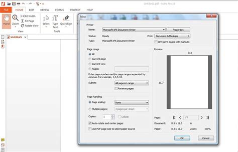 how to print landscape mode in nitro pdf?