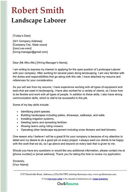 how to write a cover letter for a landscaping job?