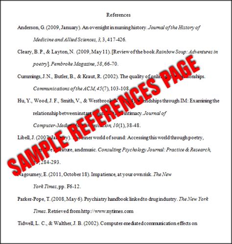 how a reference page should look