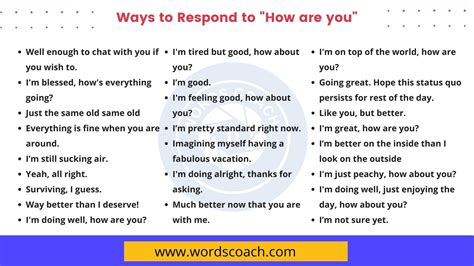How Are You Doing Reply