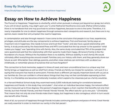 how can we achieve happiness essay