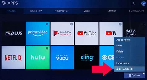 how do i update my apps on samsung tv