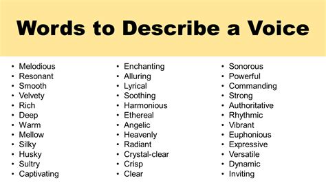 how do you describe someones singing voice