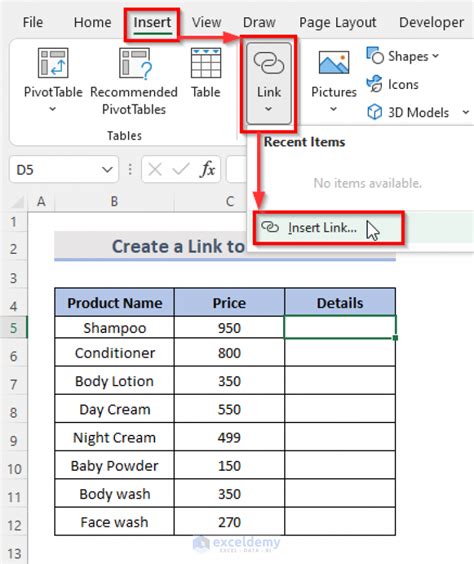 how do you make a link live in excel