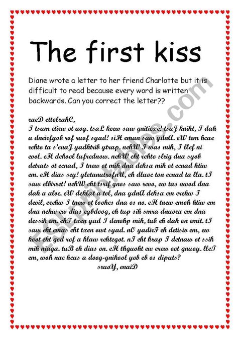 how does a first kiss worksheets
