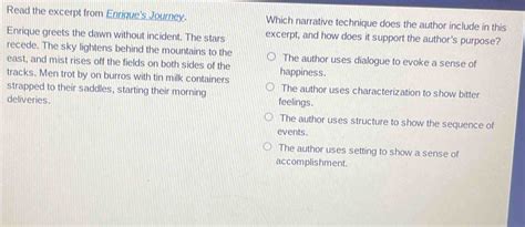 how does the author use language in the excerpt from enrique's journey