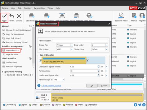 how take on create sd label partition