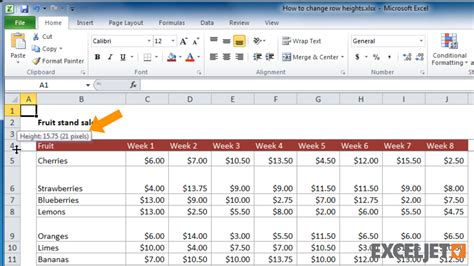 how increase row height in excel