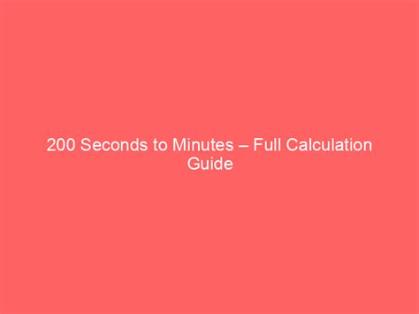 How Long Is 200 Seconds