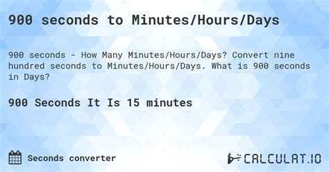 How Long Is 900 Seconds In Minutes