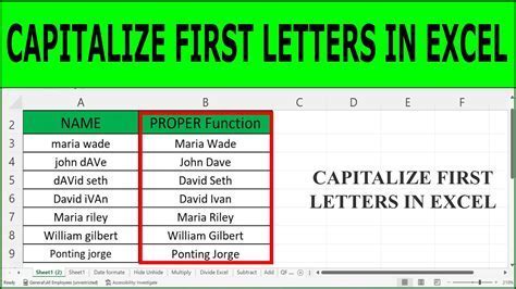 how make capital letter in excel