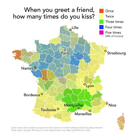 how many cheek kisses in france 2022 map