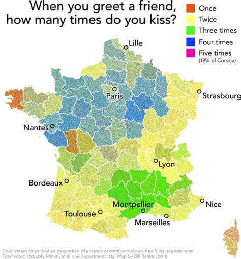 how many kisses do french give a day