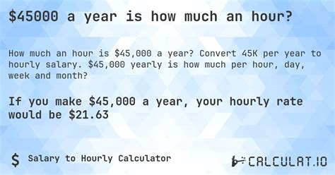 How Much Is 45000 A Year Per Hour